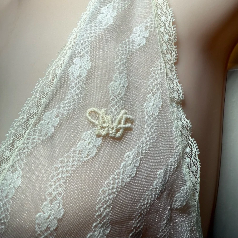 Rare 70’s Diane Von Furstenberg Nylon/Lace Tie Sheer Lace Sexy Maxi Size Medium - Picture 4 of 9